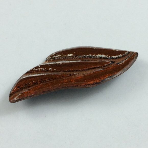 Enamel on Copper Brooch Pin Signed Leaf Wing Abstract Shape B Clark Brown - Picture 6 of 12